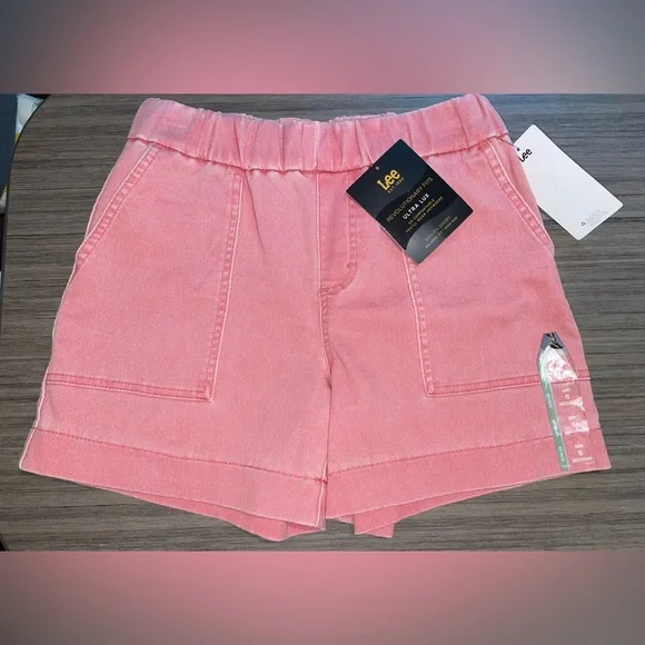 NWT Women’s Pink LEE Ultra Lux High Rise Shorts Sizes 6 & 12 ELASTIC WAISTBAND - Picture 4 of 6